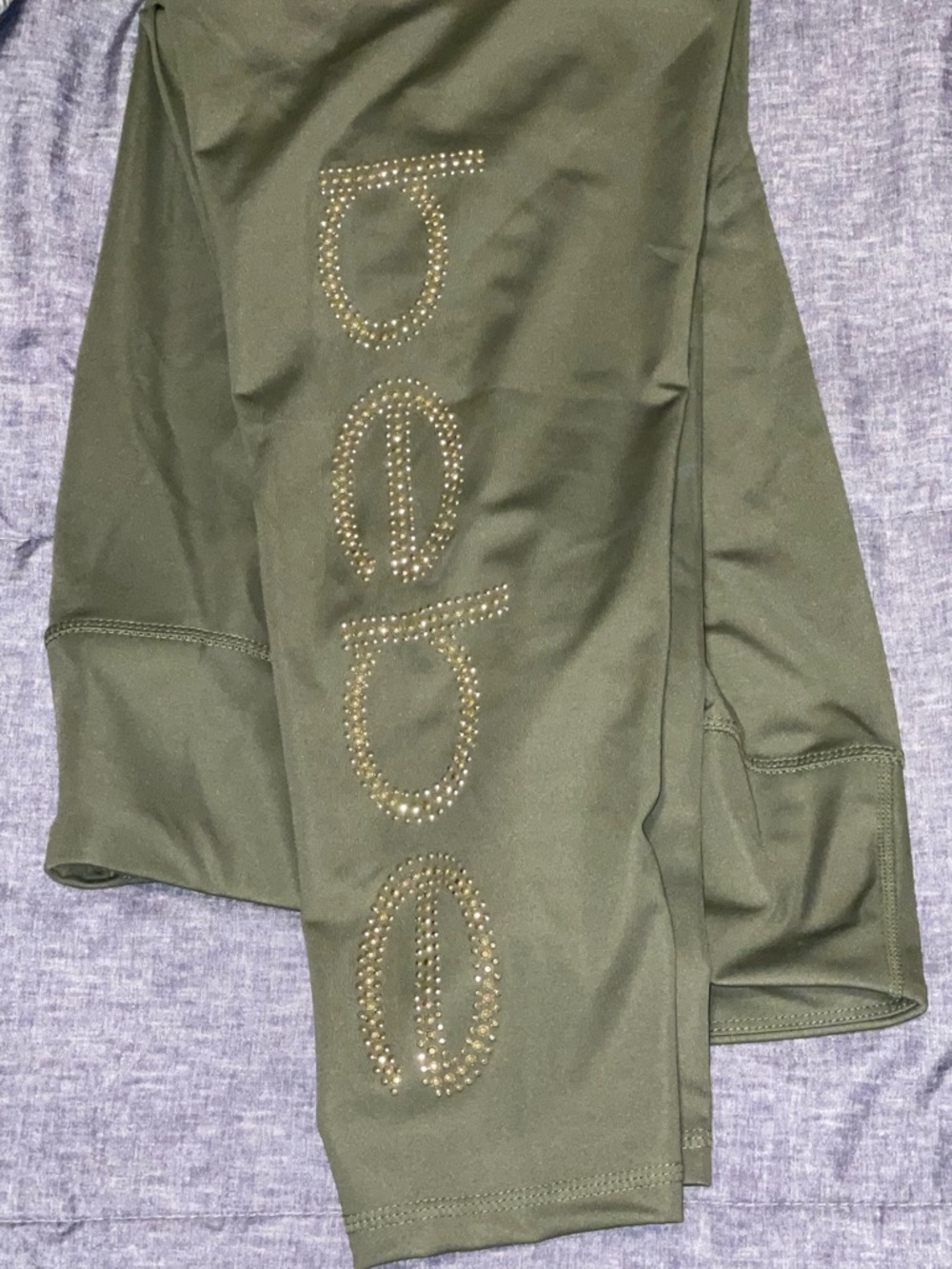 bebe olive active leggings with gold logo-size 2X - Picture 5 of 10